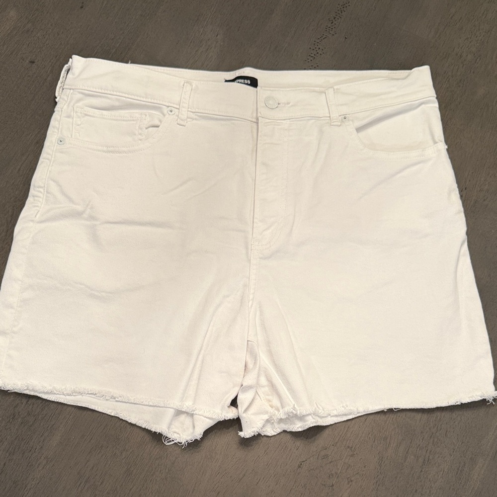 Express White Denim Cutoff Shorts